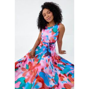 Roman Petite Abstract Print Pleated Midi Dress 12 female Roman Petite Abstract Print Pleated Midi Dress 12 female