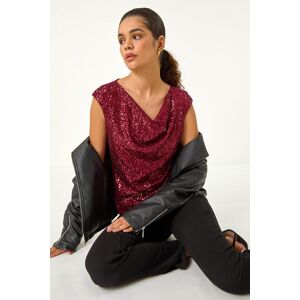 Roman Sequin Cowl Neck Stretch Jersey Top 20 female Roman Sequin Cowl Neck Stretch Jersey Top 20 female