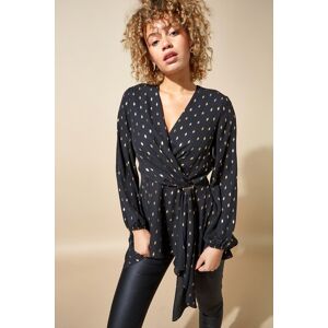 Roman Metallic Polka Dot Print Cross Over Top 12 female Roman Metallic Polka Dot Print Cross Over Top 12 female