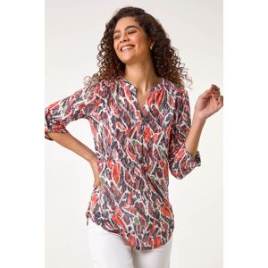 Roman Abstract Print Burnout V-Neck Stretch Shirt 14 female Roman Abstract Print Burnout V-Neck Stretch Shirt 14 female