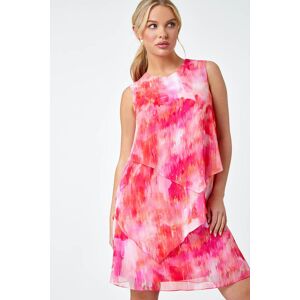 Roman Petite Abstract Tiered Chiffon Shift Dress 10 female Roman Petite Abstract Tiered Chiffon Shift Dress 10 female
