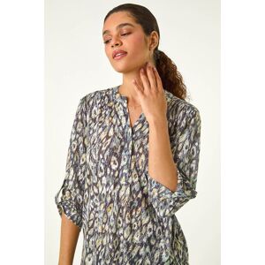 Roman Animal Print Stretch Burnout Top - Green - Top Roman Animal Print Stretch Burnout Top - Green - Top