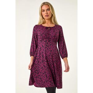 Roman Petite Abstract Tie Front Stretch Dress 16 female Roman Petite Abstract Tie Front Stretch Dress 16 female