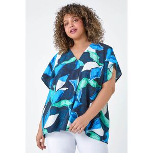 Roman Curve Abstract Print V-Neck Pleat Front Top 18 female Roman Curve Abstract Print V-Neck Pleat Front Top 18 female