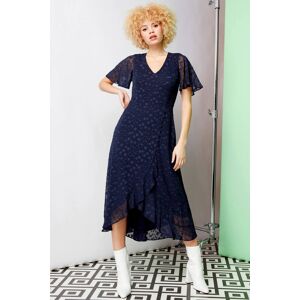 Roman Spot Chiffon Frill Asymmetric Midi Dress 12 female Roman Spot Chiffon Frill Asymmetric Midi Dress 12 female
