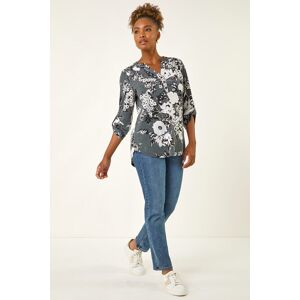 Roman Floral Puff Print Stretch Shirt 18 female Roman Floral Puff Print Stretch Shirt 18 female