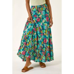Roman Palm Print Tiered A-Line Skirt 20 female Roman Palm Print Tiered A-Line Skirt 20 female