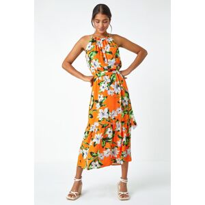 Roman Tropical Floral Halterneck Tiered Dress 20 female Roman Tropical Floral Halterneck Tiered Dress 20 female
