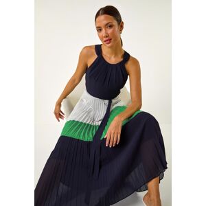 Roman Colourblock Pleat Halter Neck Maxi Dress 18 female Roman Colourblock Pleat Halter Neck Maxi Dress 18 female