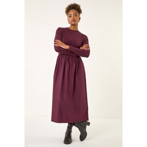Roman Cotton Stretch Jersey Mix Midi Dress 10 female Roman Cotton Stretch Jersey Mix Midi Dress 10 female