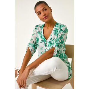 Roman Floral Print V-Neck Button Front Top 18 female Roman Floral Print V-Neck Button Front Top 18 female