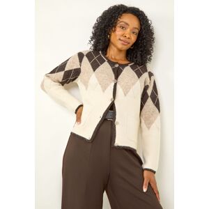 Roman Petite Buttoned Argyle Knit Cardigan 18 female Roman Petite Buttoned Argyle Knit Cardigan 18 female