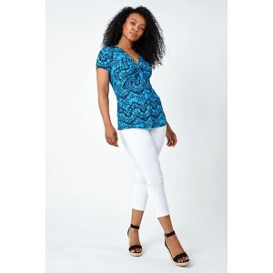 Roman Petite Aztec Knot Detail V-Neck Stretch Top 18 female Roman Petite Aztec Knot Detail V-Neck Stretch Top 18 female