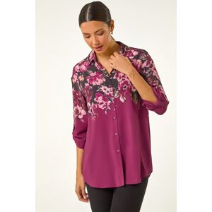 Roman Floral Print Relaxed Stretch Blouse 12 female Roman Floral Print Relaxed Stretch Blouse 12 female