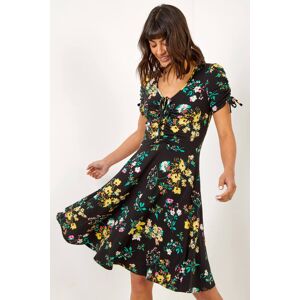 Roman Floral Gathered Stretch Jersey Dress 12 female Roman Floral Gathered Stretch Jersey Dress 12 female