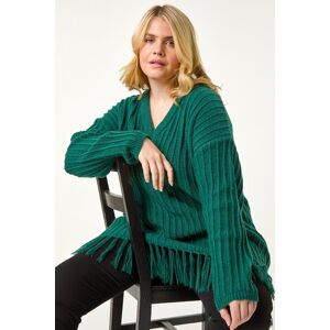Roman Curve V-Neck Tassel Hem Knit Jumper 26-28 female Roman Curve V-Neck Tassel Hem Knit Jumper 26-28 female