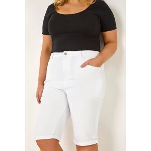 Roman Curve Stretch Knee Length Denim Shorts 26-28 female Roman Curve Stretch Knee Length Denim Shorts 26-28 female