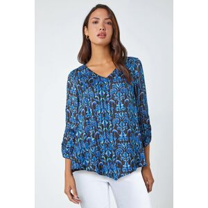 Roman Abstract Metallic Ruched Chiffon Blouse 10 female Roman Abstract Metallic Ruched Chiffon Blouse 10 female