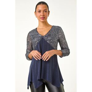 Roman Sequin Bodice V-Neck Stretch Tunic Top 12 female Roman Sequin Bodice V-Neck Stretch Tunic Top 12 female