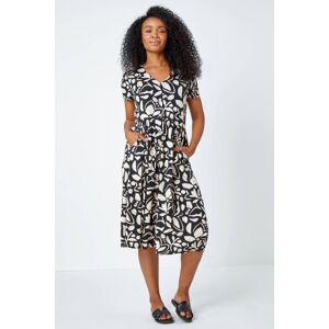 Roman Petite Floral Stretch Pocket Midi Dress 8 female Roman Petite Floral Stretch Pocket Midi Dress 8 female