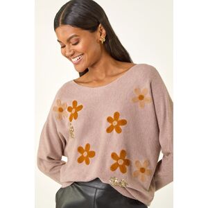 Roman Floral Sparkly Embroidered Knit Jumper one size female Roman Floral Sparkly Embroidered Knit Jumper one size female
