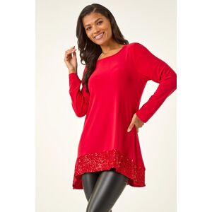 Roman Sequin Hem Tunic Stretch Top 20 female Roman Sequin Hem Tunic Stretch Top 20 female