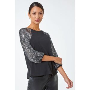 Roman Sequin Sleeve Stretch Jersey Top 20 female Roman Sequin Sleeve Stretch Jersey Top 20 female