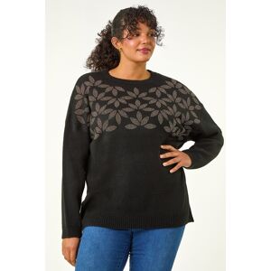 Roman Curve Leaf Print Sparkly Knit Jumper 26-28 female Roman Curve Leaf Print Sparkly Knit Jumper 26-28 female