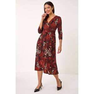 Roman Leaf Print Wrap Midi Stretch Dress 18 female Roman Leaf Print Wrap Midi Stretch Dress 18 female