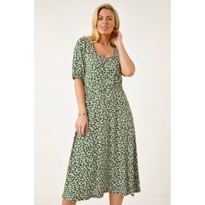 Roman Petite Floral Print Button Midi Dress 12 female Roman Petite Floral Print Button Midi Dress 12 female