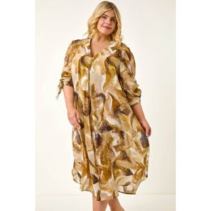 Roman Curve Swirl Print V-Neck Midi Dress 22-24 female Roman Curve Swirl Print V-Neck Midi Dress 22-24 female