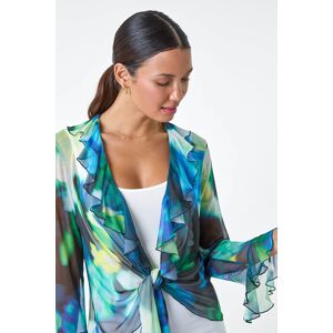 Roman Tie Frill Detail V-Neck Stretch Mesh Top 10 female Roman Tie Frill Detail V-Neck Stretch Mesh Top 10 female