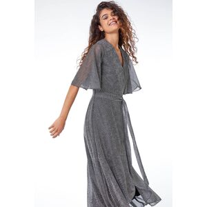 Roman Shimmer Spot Ruched Wrap Midi Dress 12 female Roman Shimmer Spot Ruched Wrap Midi Dress 12 female