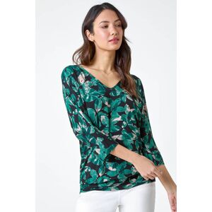Roman Floral Print V-Neck Blouson Stretch Top 10 female Roman Floral Print V-Neck Blouson Stretch Top 10 female