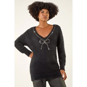 Roman Fluffy Sparkly Bow Knit Jumper 12 female Roman Fluffy Sparkly Bow Knit Jumper 12 female