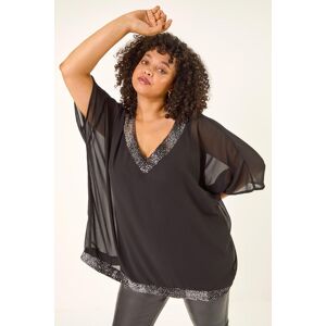 Roman Curve Sequin Trim V-Neck Kaftan 18 female Roman Curve Sequin Trim V-Neck Kaftan 18 female