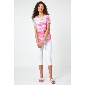 Roman Stripe Print Mesh Overlay Top 10 female Roman Stripe Print Mesh Overlay Top 10 female