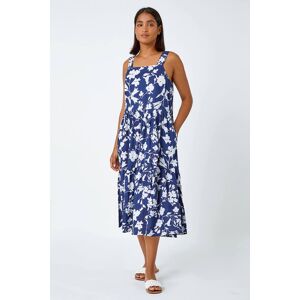 Roman Sleeveless Cotton Floral Midi Dress 20 female Roman Sleeveless Cotton Floral Midi Dress 20 female