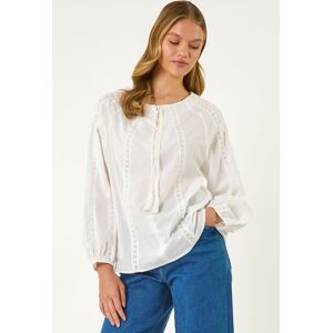 Roman Lace Trim Tie V-Neck Top 20 female Roman Lace Trim Tie V-Neck Top 20 female