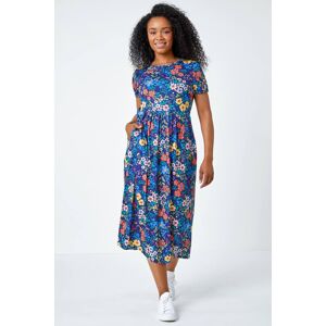 Roman Petite Floral Print Midi Stretch Dress 10 female Roman Petite Floral Print Midi Stretch Dress 10 female