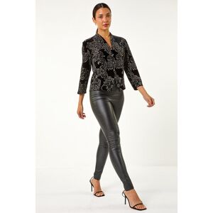 Roman Velvet Metallic Print V-Neck Stretch Blouse 18 female Roman Velvet Metallic Print V-Neck Stretch Blouse 18 female
