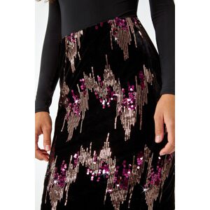 Roman Embellished Sequin Velvet Stretch Skirt 10 female Roman Embellished Sequin Velvet Stretch Skirt 10 female