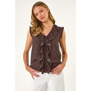 Roman Floral Print Ruffle Front Top 10 female Roman Floral Print Ruffle Front Top 10 female