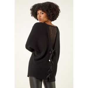 Roman V-Neck Lace Back Knit Jumper one size female Roman V-Neck Lace Back Knit Jumper one size female