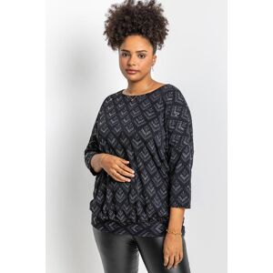 Roman Curve Glitter Print Blouson Top 30-32 female Roman Curve Glitter Print Blouson Top 30-32 female