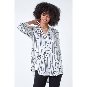 Roman Abstract Print Longline V-Neck Top 10 female Roman Abstract Print Longline V-Neck Top 10 female
