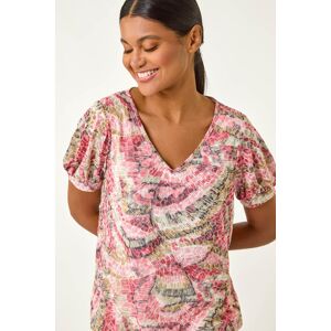 Roman Print Burnout Blouson Top 14 female Roman Print Burnout Blouson Top 14 female