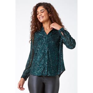 Roman Embellished Sequin Stretch Blouse 18 female Roman Embellished Sequin Stretch Blouse 18 female