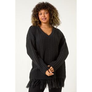 Roman Curve V-Neck Tassel Hem Knit Jumper 20 female Roman Curve V-Neck Tassel Hem Knit Jumper 20 female