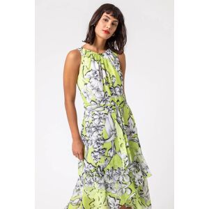 Roman Floral Tie Waist Dipped Hem Dress 18 female Roman Floral Tie Waist Dipped Hem Dress 18 female